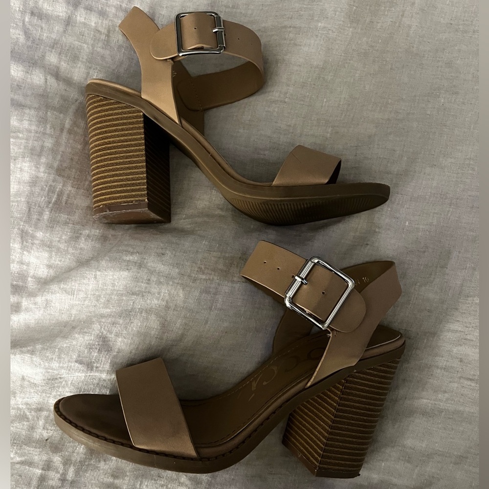 Ccocci tan heels with ankle strap
